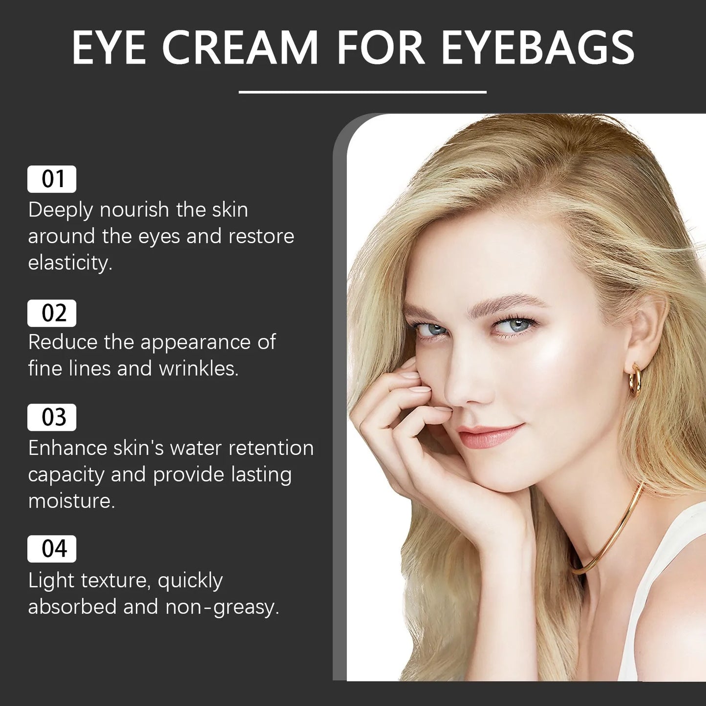 Eye Cream Fade Dark Circles,Bags Under Eyes,Moisturize Massage Eye Cream With Elasticity Around Eyes,Tighten Eye Skin Skin Tone